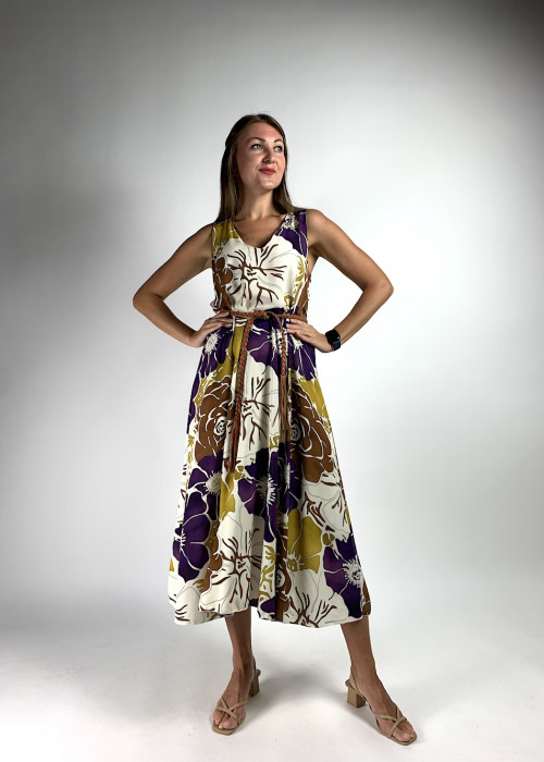 Легкое летнее платье с крупными цветами итальянского бренда Dixie