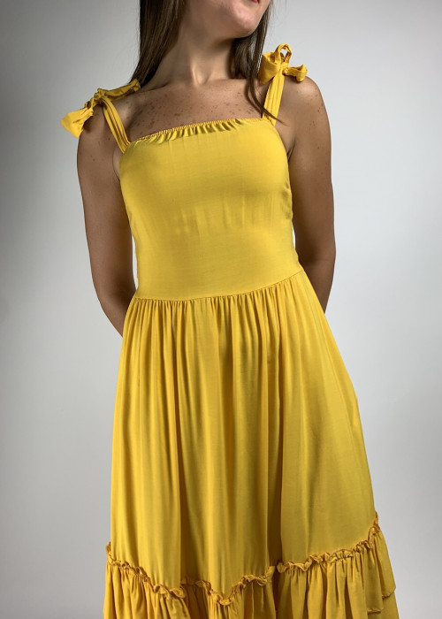 Тонка літня віскозна жовта сукня на брітелях італійського бренду Rinascimento