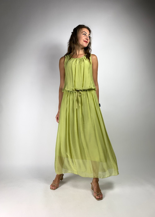 Легкое шёлковое летнее платье зеленого цвета в греческом стиле итальянского бренда  Joleen