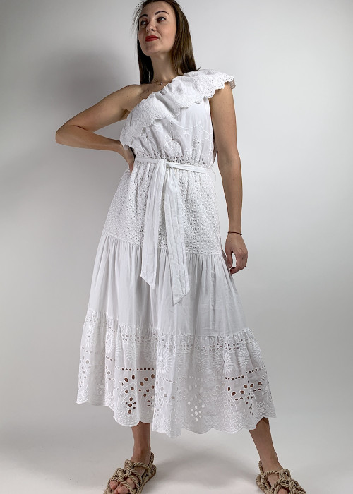Біла бавовняна сукня максі на одне плече італійського бренду Rinascimento