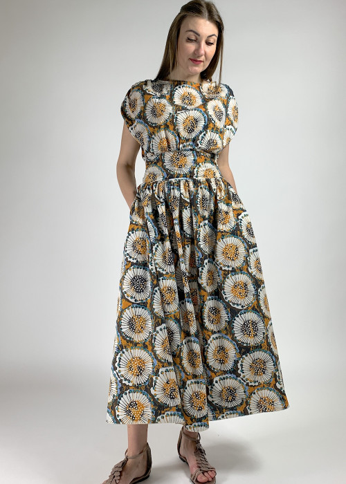 Длинное платье с тонкого хлопка абстрактным рисунком Dixie