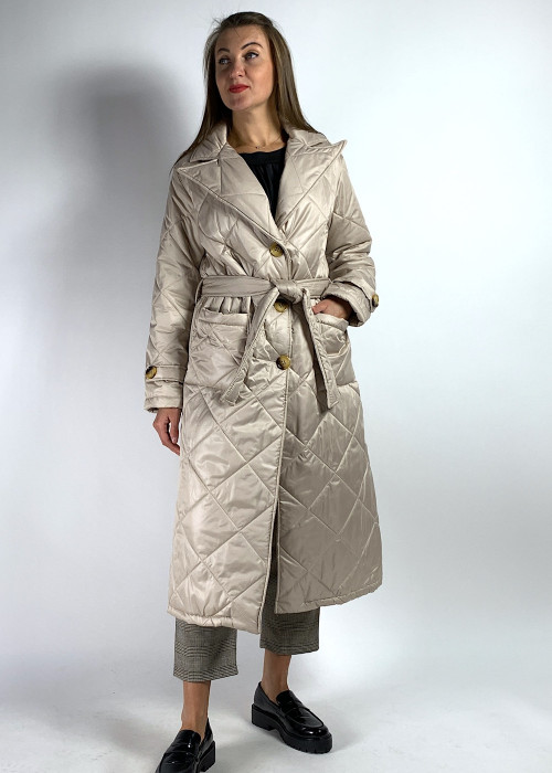 Стёганое пальто бежевого цвета итальянского бренда  No-Na