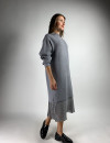 Сіра трикотажна сукня довжини міді з фатіновою вставкою бежевого кольору італійського бренду No-Na