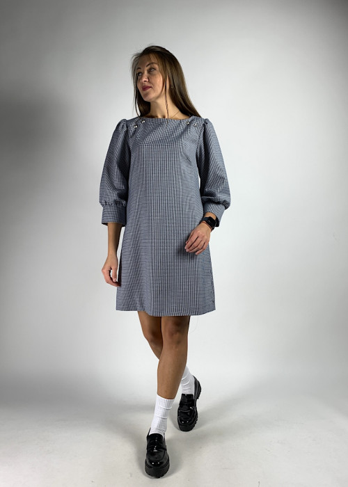 Коротка сукня з рукавами 3/4 в гусячу лапку італійського бренду Imperial
