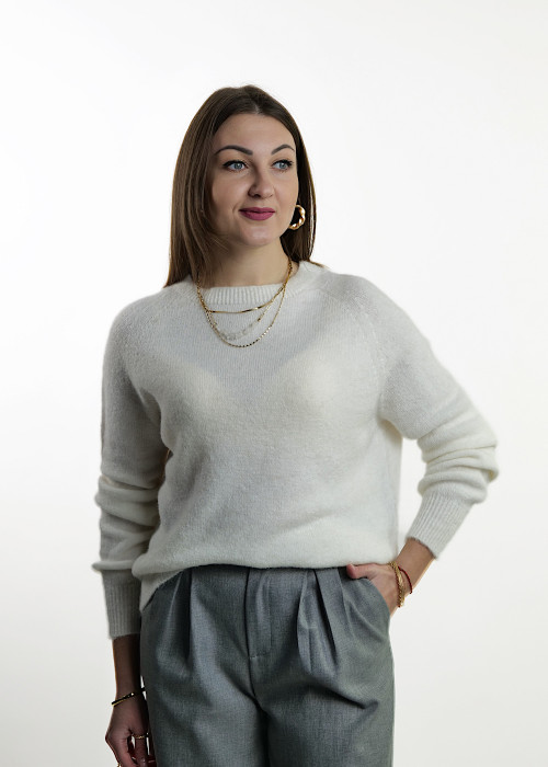 Белый тёплый свитер с шерстью итальянского бренда No-Na