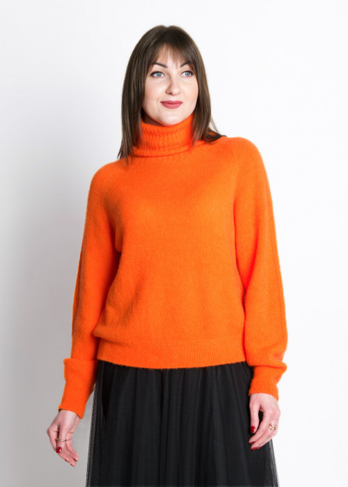 Помаранчевий светр з вовною лани та альпаки італійського бренду No-Na