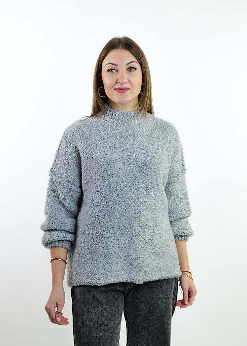 Серый буксированный свитер воротник стойка итальянского бренда No-Na