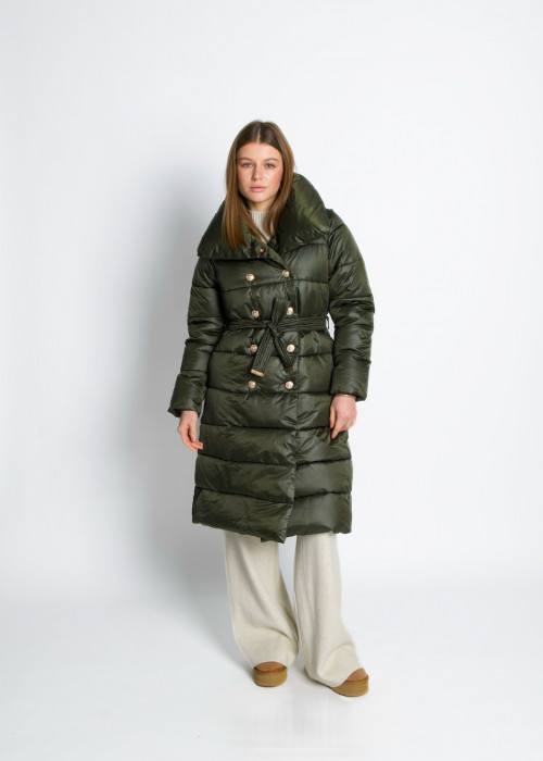 Зелене стьобане пальто з кишенями італійського бренду Dixie