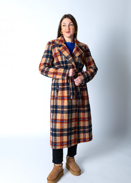 Тепле пальто в клітинку з кишенями італійського бренду Rinascimento