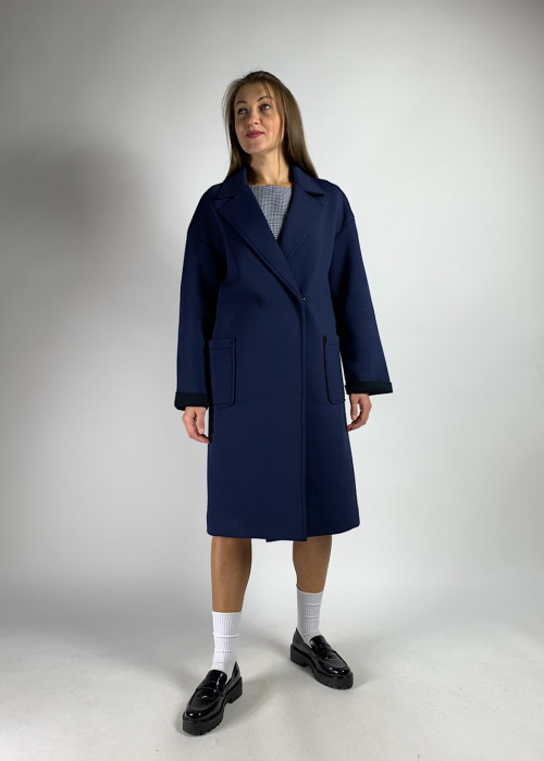 Темно синее неплановое пальто итальянского бренда Imperial