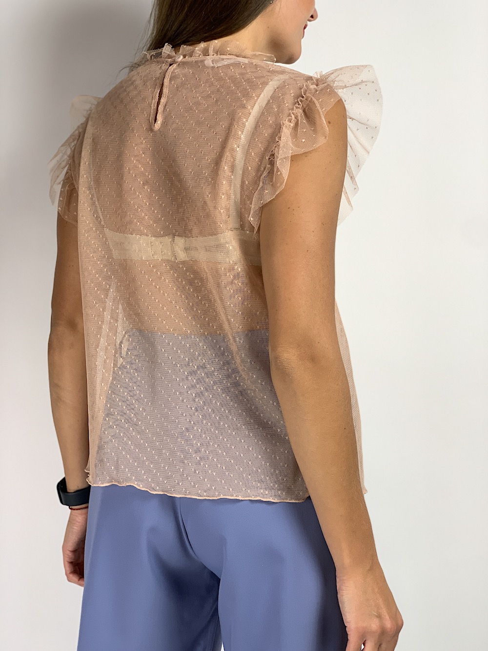 Прозора блуза з мереживом та жабо італійського бренду Imperial