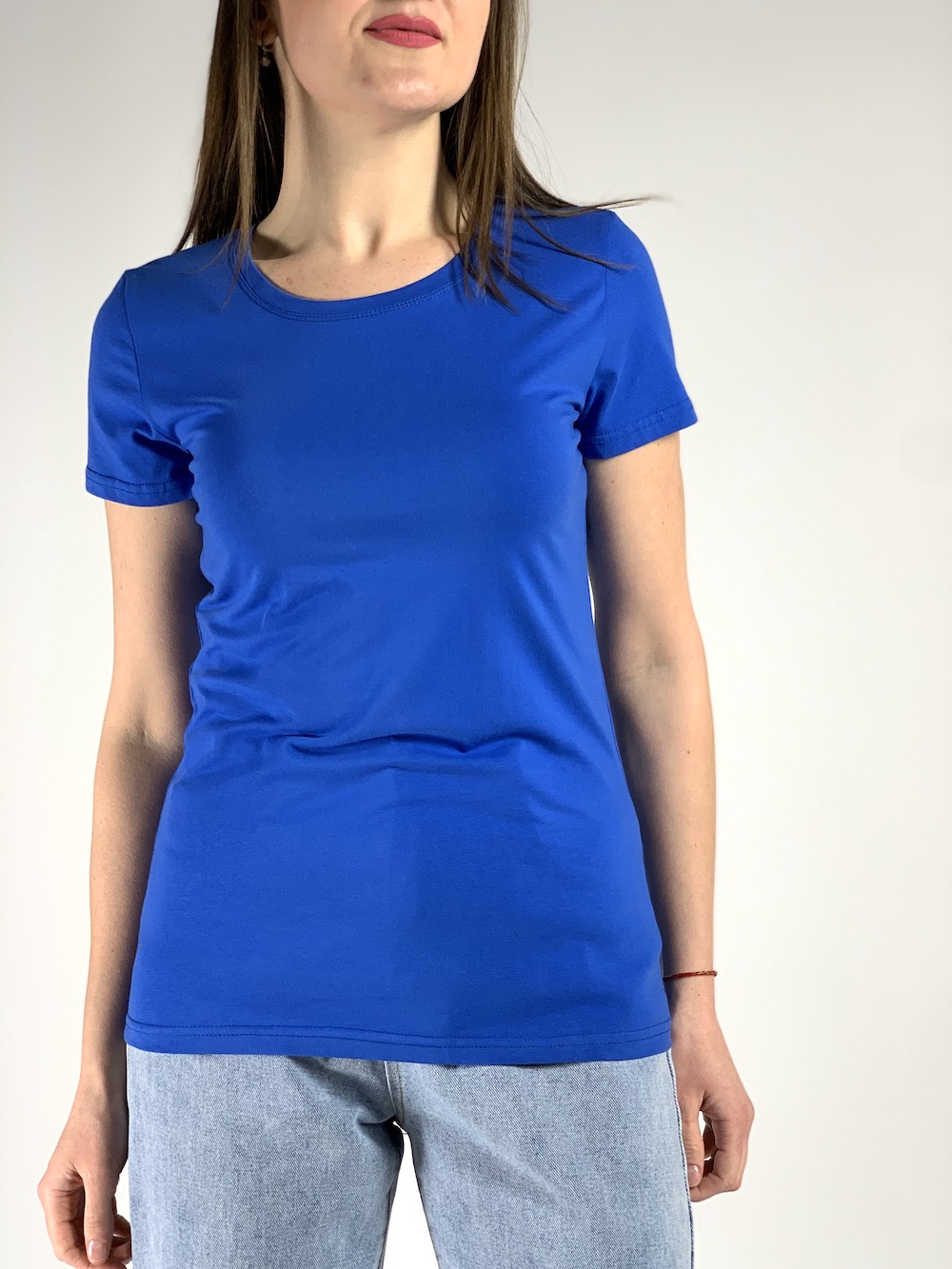 Синя базова бавовняна футболка італійського бренду J-Clair