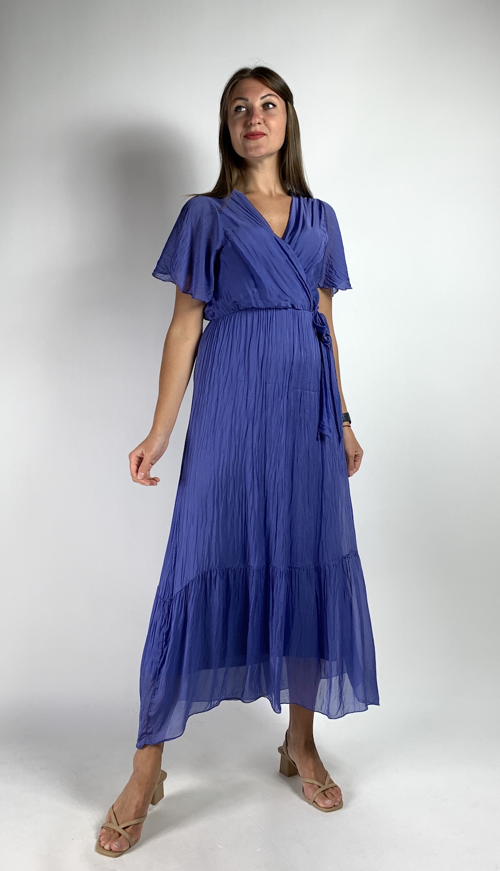 Літня шовкова яскраво синя сукня довжини максі італійського бренду  Joleen