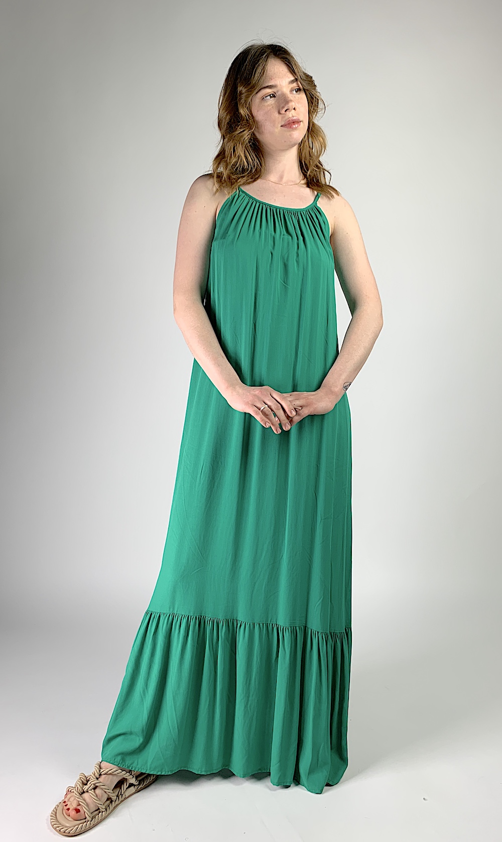 Зелена бавовняна сукня максі італійського бренда Motel