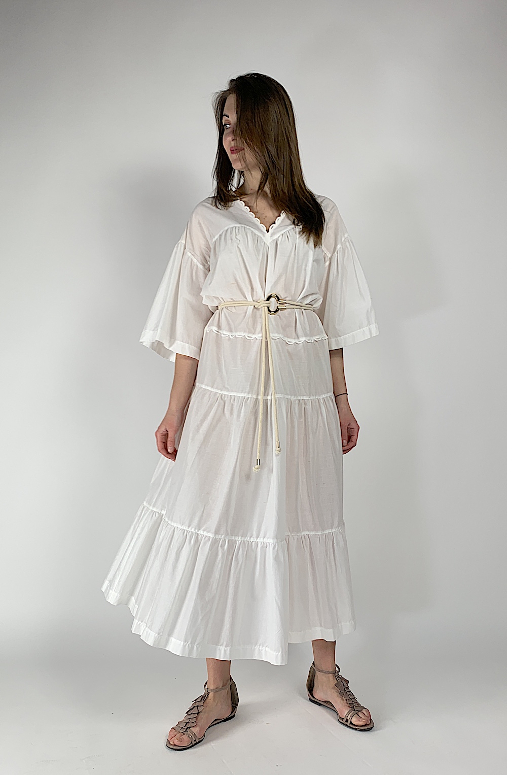 Біла довга літня бавовняна сукня Imperial