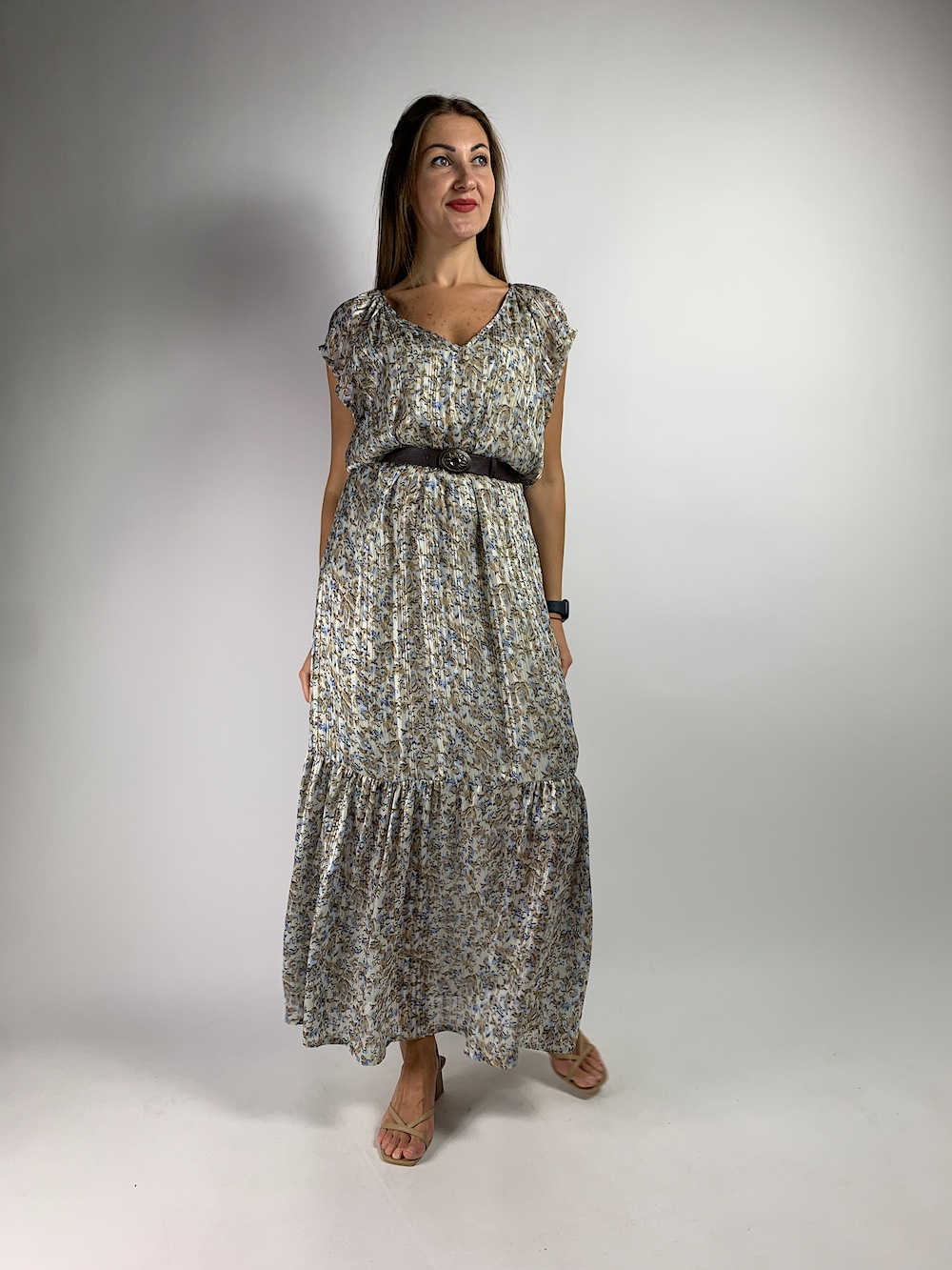 Длинное вискозное платье без рукавов итальянского бренда No-Na