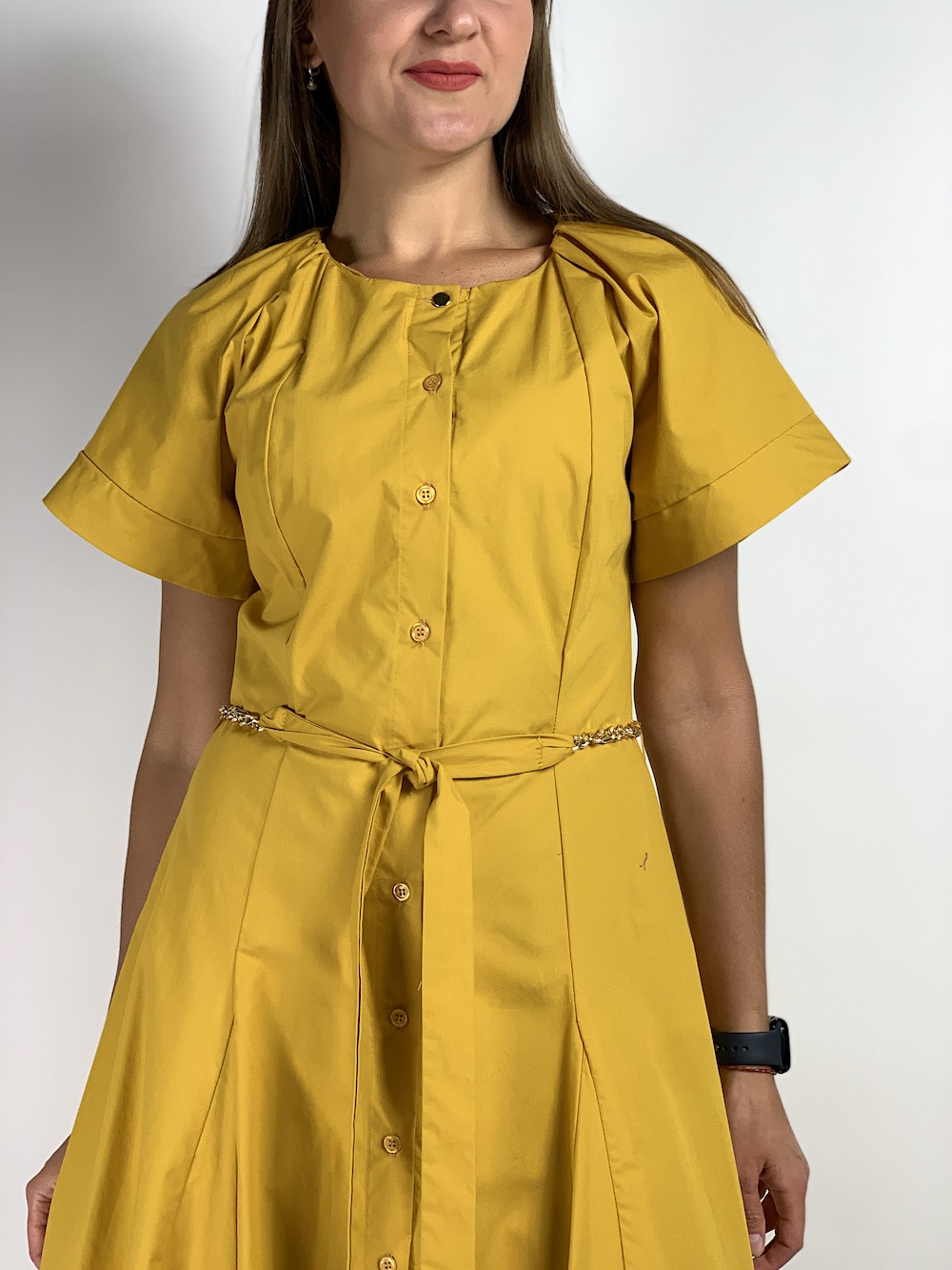 Шафранова бавовняна літня сукня довжини міді італійського бренду  Dixie