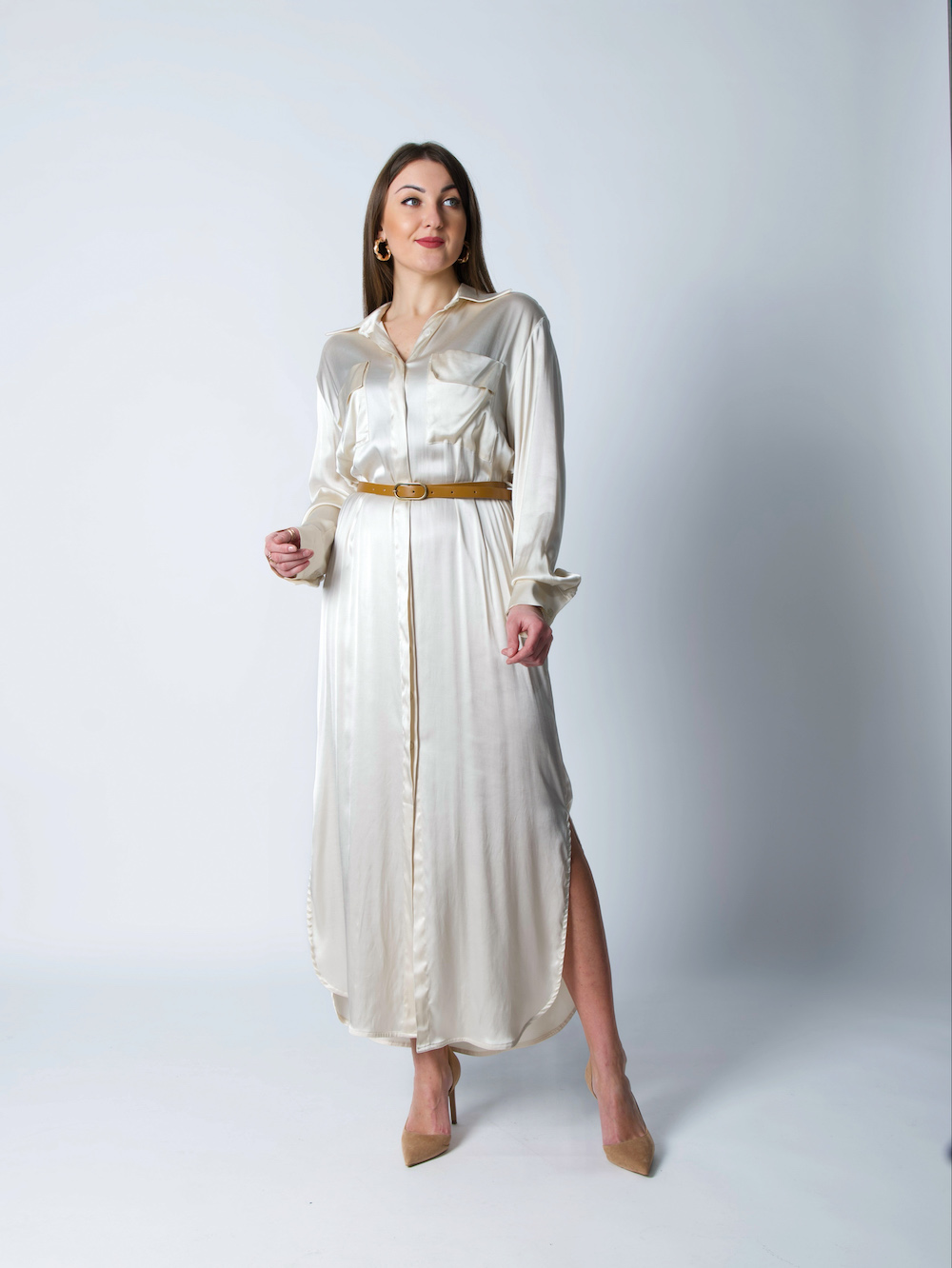 Віскозна сукня з рукавами(атлас) італійського бренду No-Na