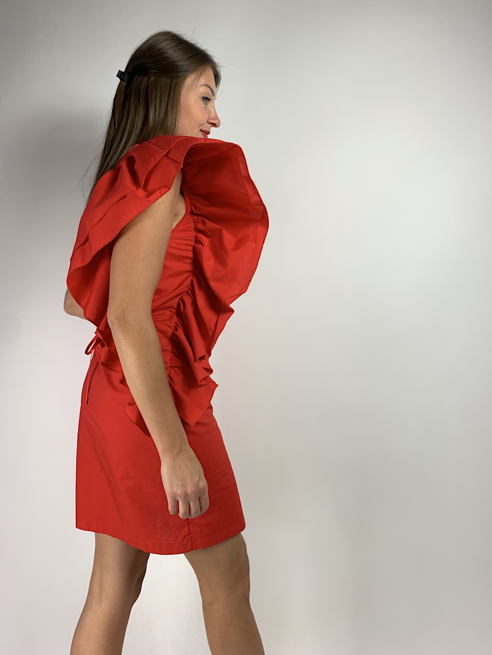 Червона коротка сукня на одне плече італійського бренду Imperial