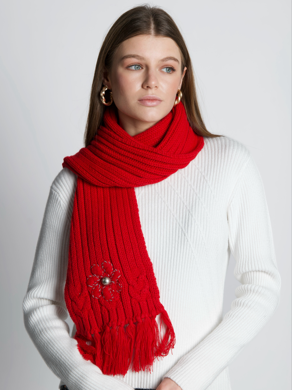 Червоний довгий шарф  італійського бренду No-Na