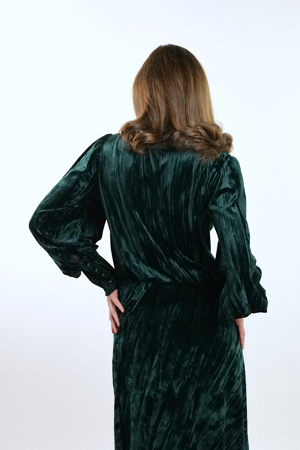 Оксамитова блуза смарагдового кольору італійського бренду Motel