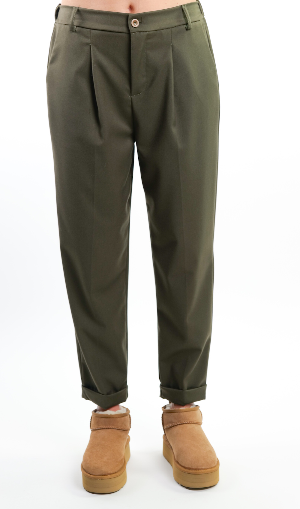 Зелені віскозні брюки з кишенями італійського бренду Joleen