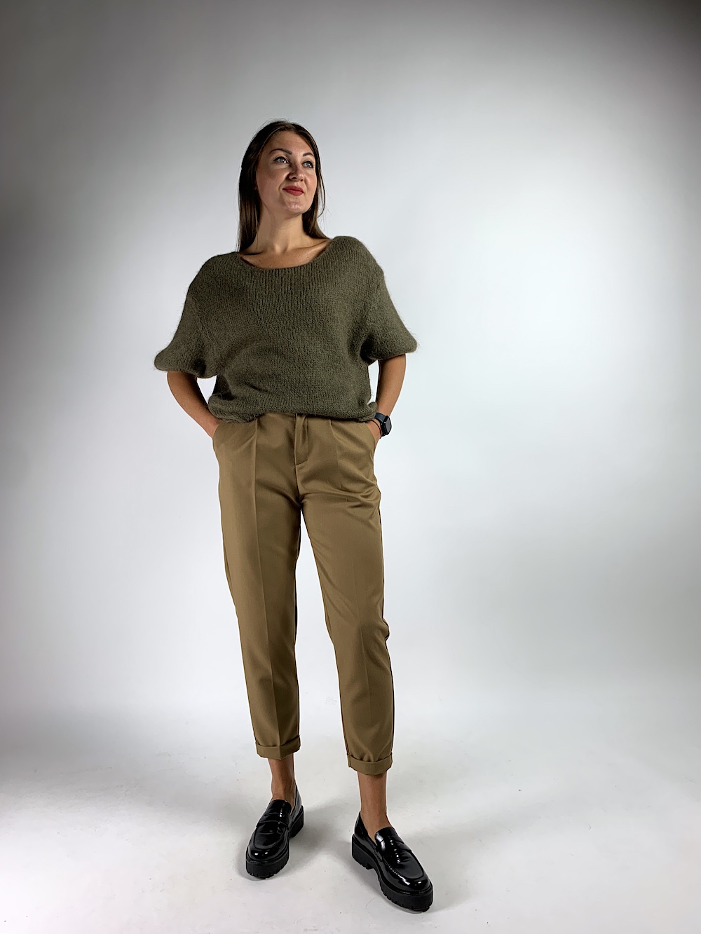 Віскозні брюки з кишенями колір кемел італійського бренду Joleen