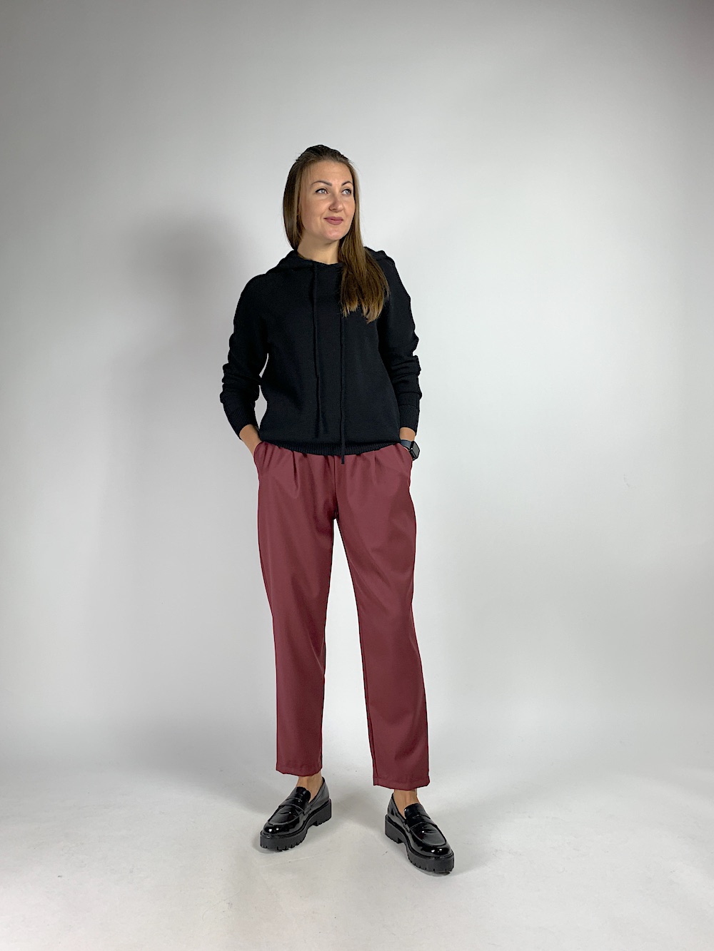Класичні брюки з кишенями бордового кольору Rinascimento