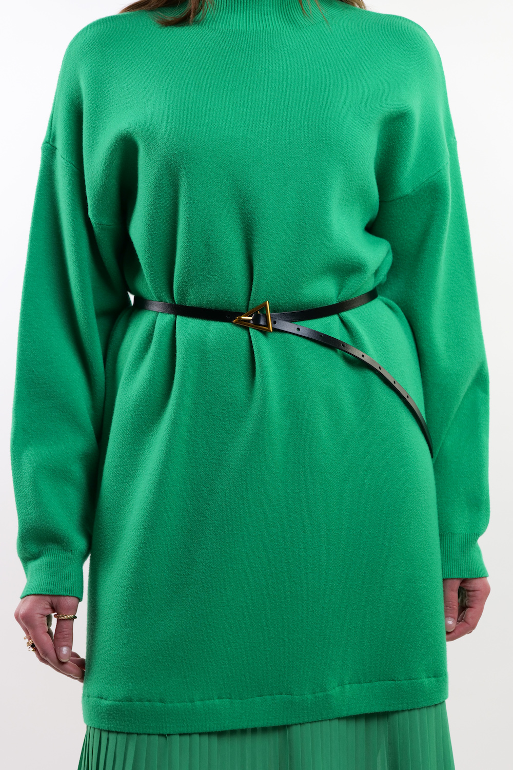 Зелена сукня довжини міді з фатіновою вставкою італійського бренду No-Na
