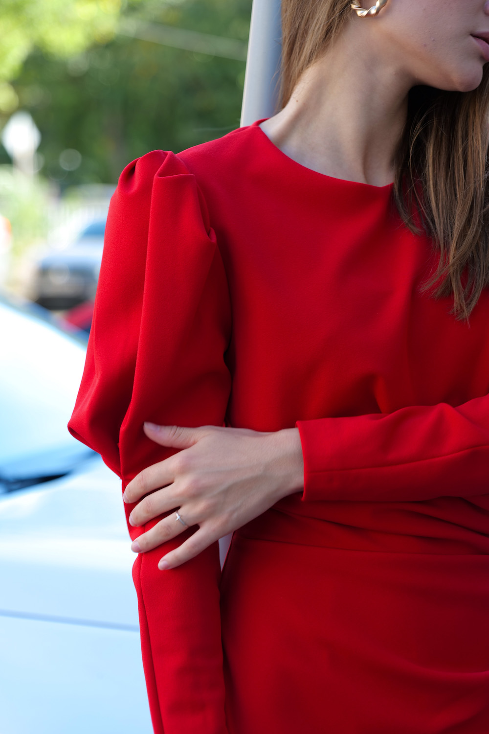 Коротка червона сукня з рукавами італійського бренду Imperial