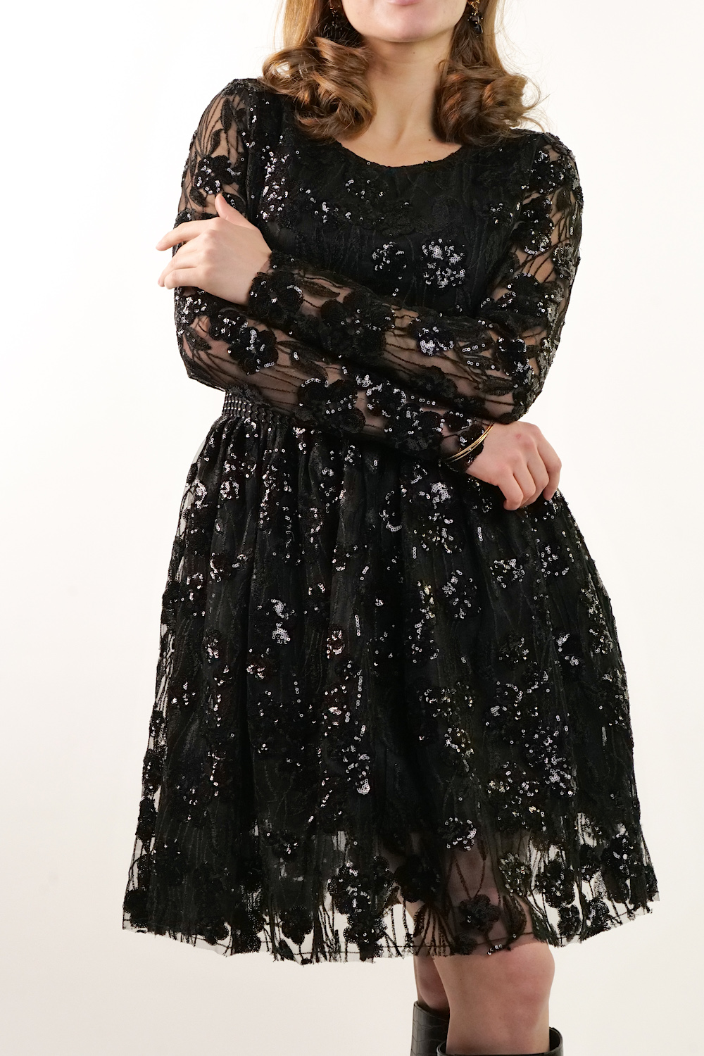 Чорна коротка сукня з пайетках італійського бренду Imperial