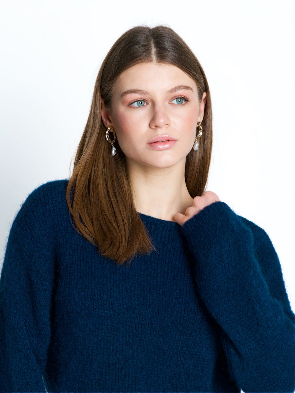 Синій теплий светр з дитячим мохером італійського бренду No-Na