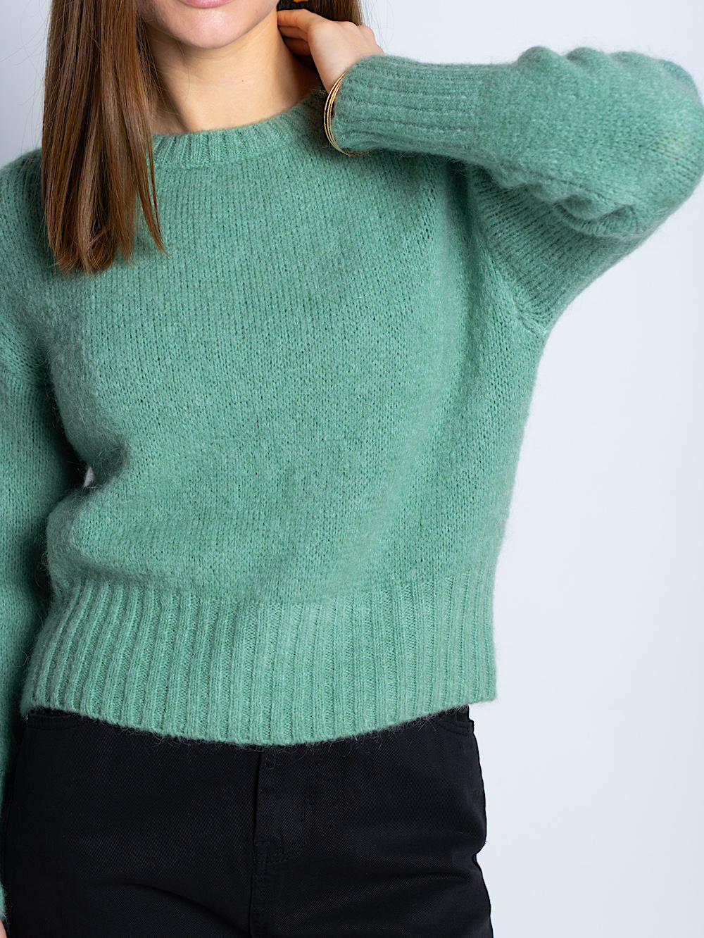 Яскравий мохеровий светр ментолового кольору італійського бренду No-Na