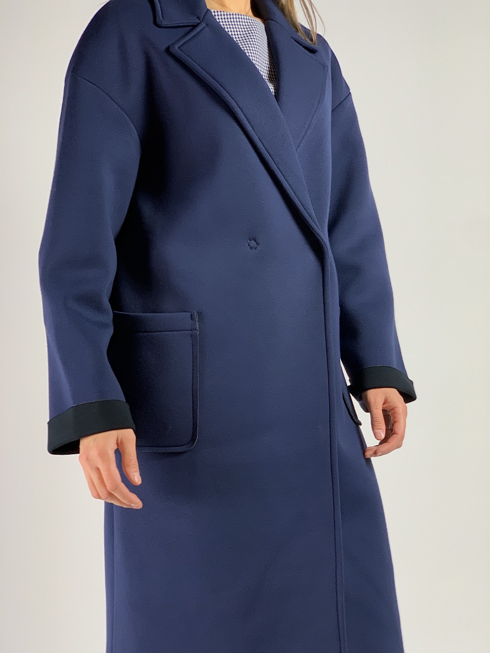 Темно сине неапленове пальто з кишенями італійського бренду Imperial